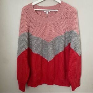 Splendid Sweater Loveland Colorblock Chevron Wool-Blend Crewneck Knit Casual